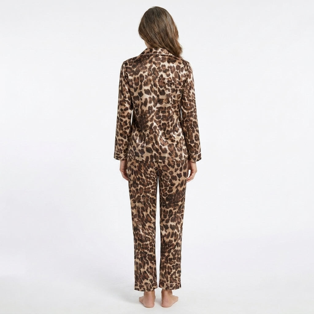 Kaia | 2-Piece Collared Leopard Nightwear Set