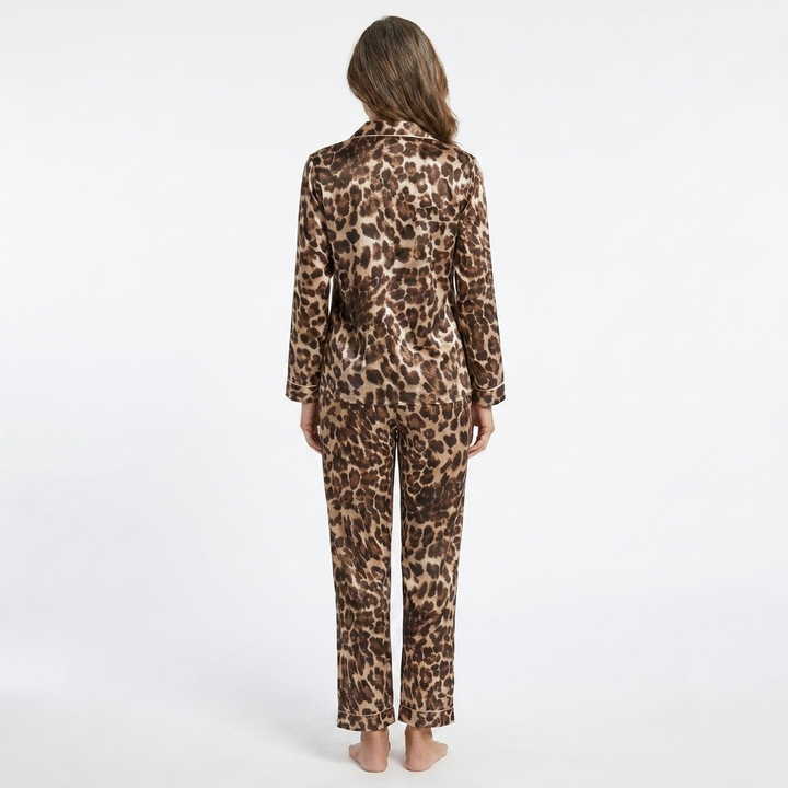 Kaia | 2-Piece Collared Leopard Nightwear Set