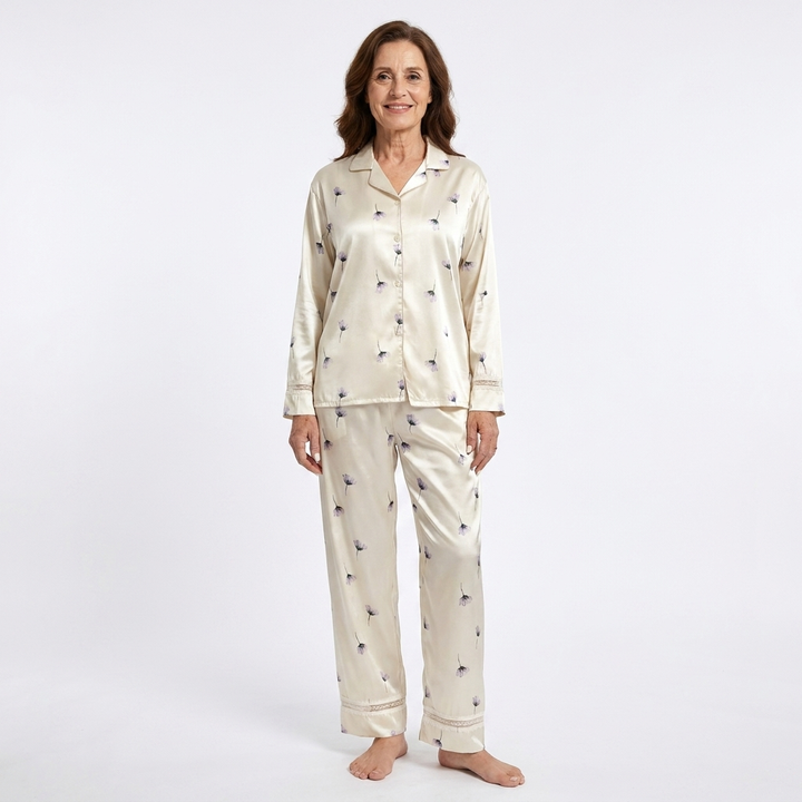 Céleste | Lace-Trimmed Floral Pajama Set