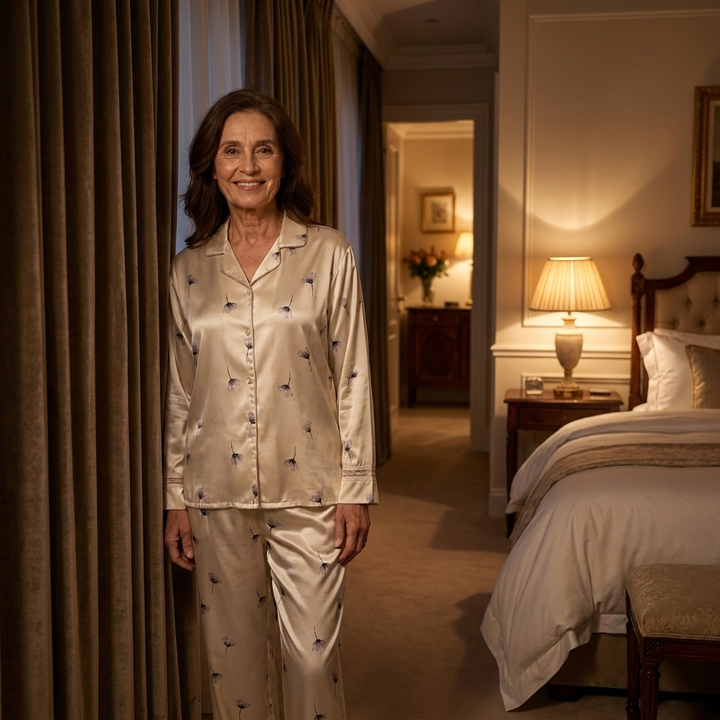 Céleste | Lace-Trimmed Floral Pajama Set