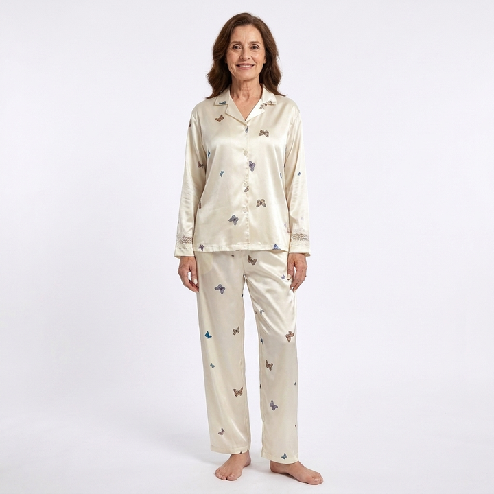 Céleste | Lace-Trimmed Floral Pajama Set