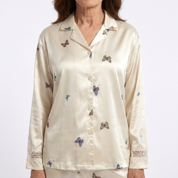Céleste | Lace-Trimmed Floral Pajama Set