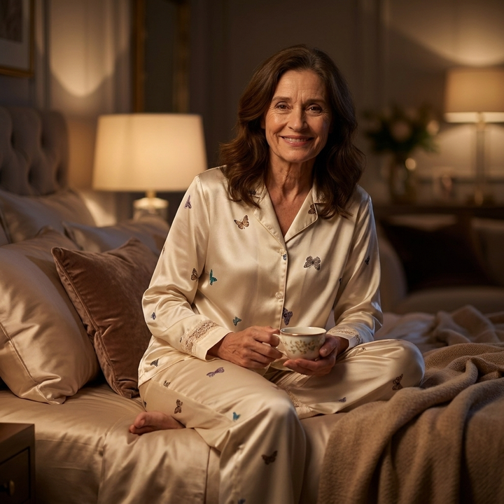 Céleste | Lace-Trimmed Floral Pajama Set