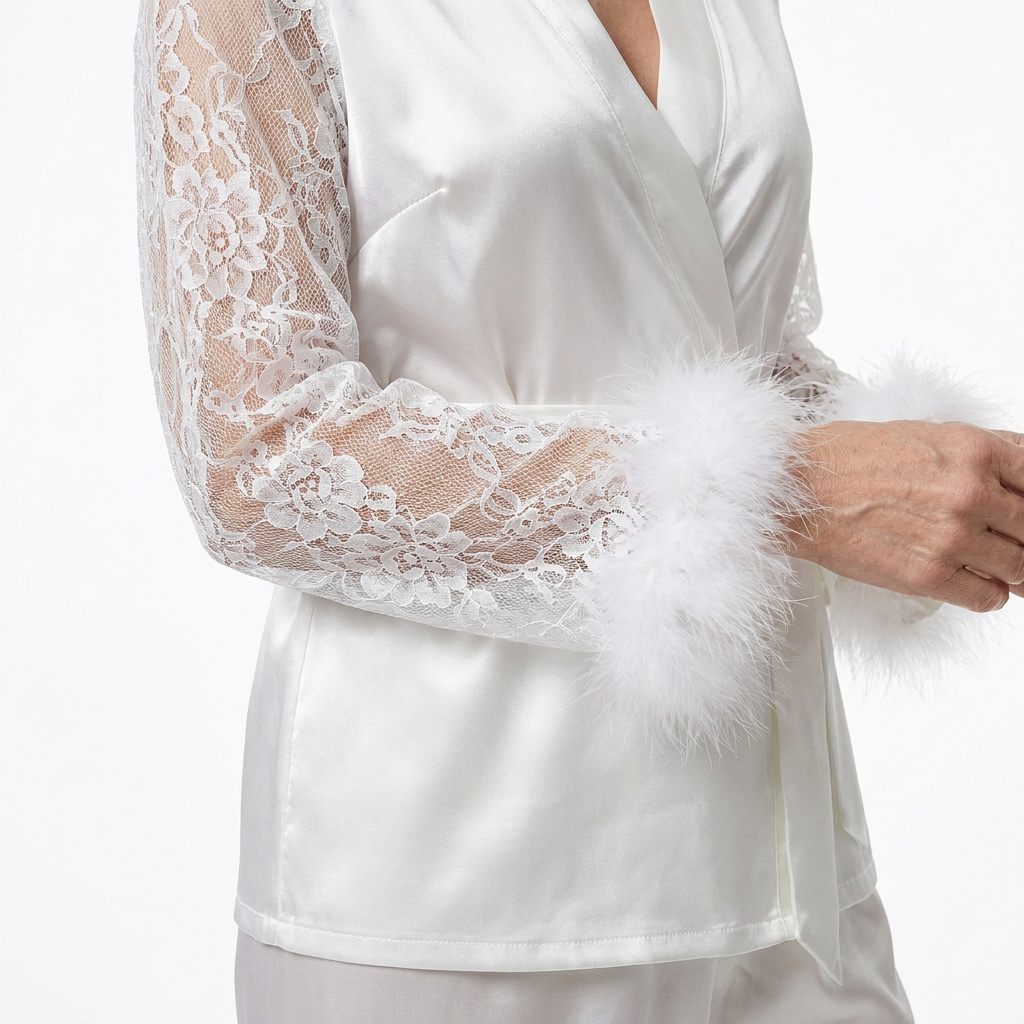 Lunaria | Lace-Trim Fuzzy Pajama Set